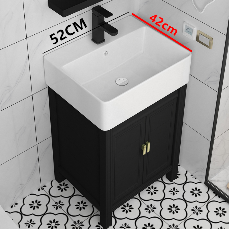 小户型落地浴室柜组合卫生间洗手盆陶瓷洗漱台方形面盆长52宽42CM