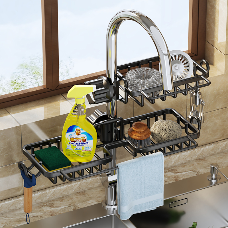 厨房水龙头置物架洗碗洗菜池水槽架沥水篮抹布百洁布海绵刷收纳架