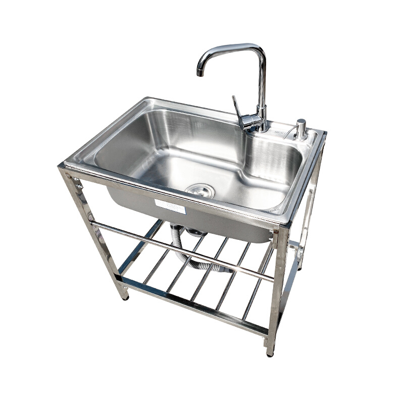 厨房不锈钢水槽单槽水池带支架304洗碗洗菜盆简易架子 出租房水槽
