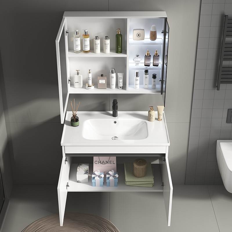 新款加厚蜂窝铝岩板浴室柜组合卫生间一体陶瓷洗脸盆柜洗漱台防水
