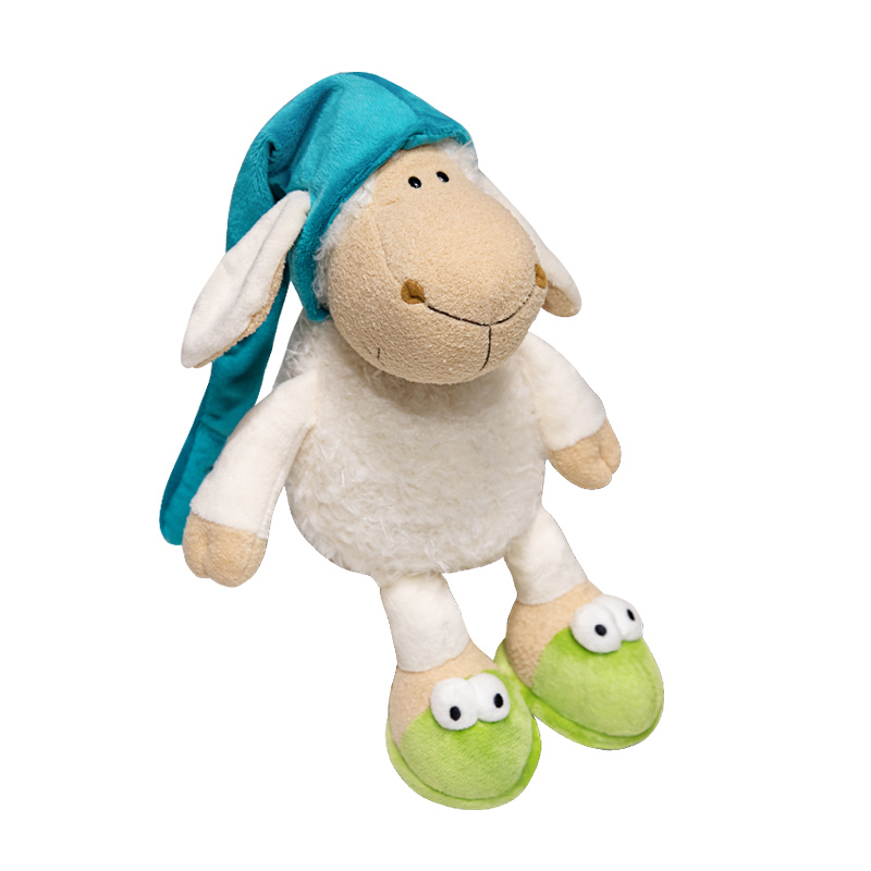 睡帽羊瞌睡羊毛绒玩具羊咩咩羊公仔小羊安抚玩偶布娃娃丑萌礼物女