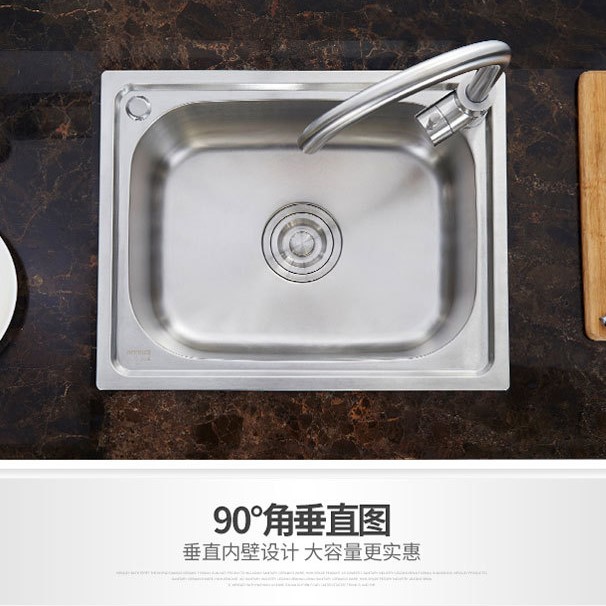 厨房单槽 加厚单盆洗菜洗碗槽公寓水池304不锈钢水槽家用拉丝单槽