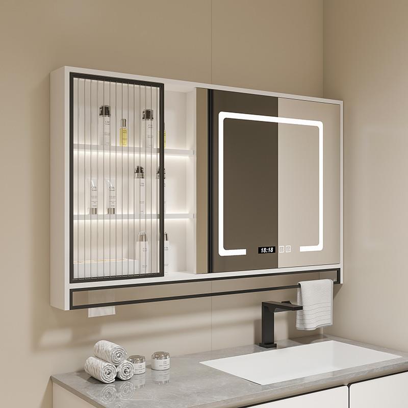 卫生间智能浴室镜柜单独卫浴收纳镜子除雾浴室镜门在右实木置物柜