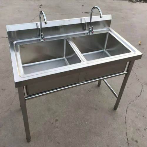 商用不锈钢水槽水池双槽三池洗菜盆洗碗池消毒厨房饭店带支架定制