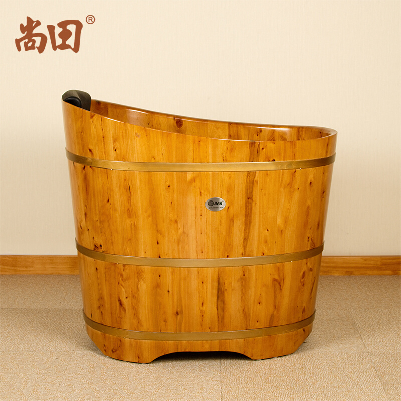 尚田泡澡木桶浴桶实木浴缸小户型成人木质洗澡盆家用蛋圆形沐浴桶