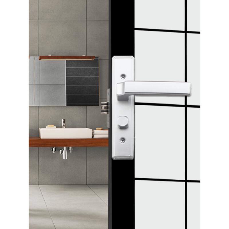 铝合金卫生间黑色门锁孔距110m厕所洗手间卫浴锁执手机械锁具配件