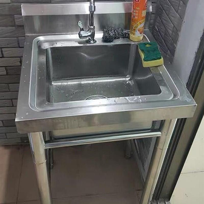 304加厚不锈钢水槽单双水槽带支架厨房饭厅洗菜盆洗手盆洗碗大水
