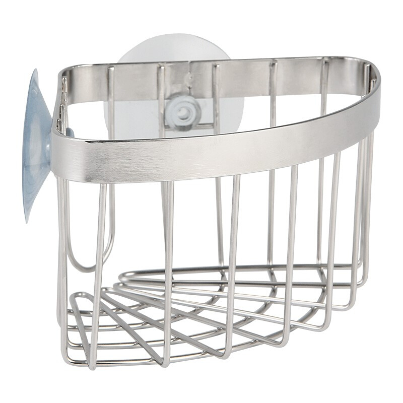 厨房304不锈钢角型水槽吸盘收纳篮  清洁百洁布洗碗布挂篮沥水架