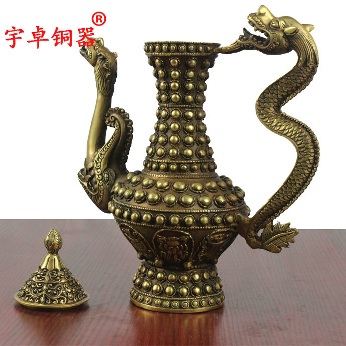 宇卓铜器纯铜壶铜酒壶龙头壶大龙壶工艺品摆件黄铜壶