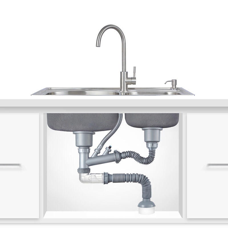 潜水艇厨房水槽双洗菜盆下水管配件洗碗池下水器套装单双槽排水管