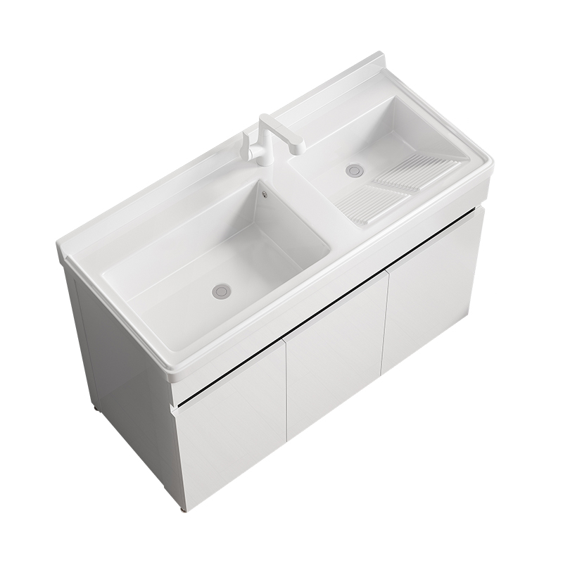 阳台超深洗衣盆带搓板厕所一体洗手台盆柜陶瓷水槽双盆家用洗衣池