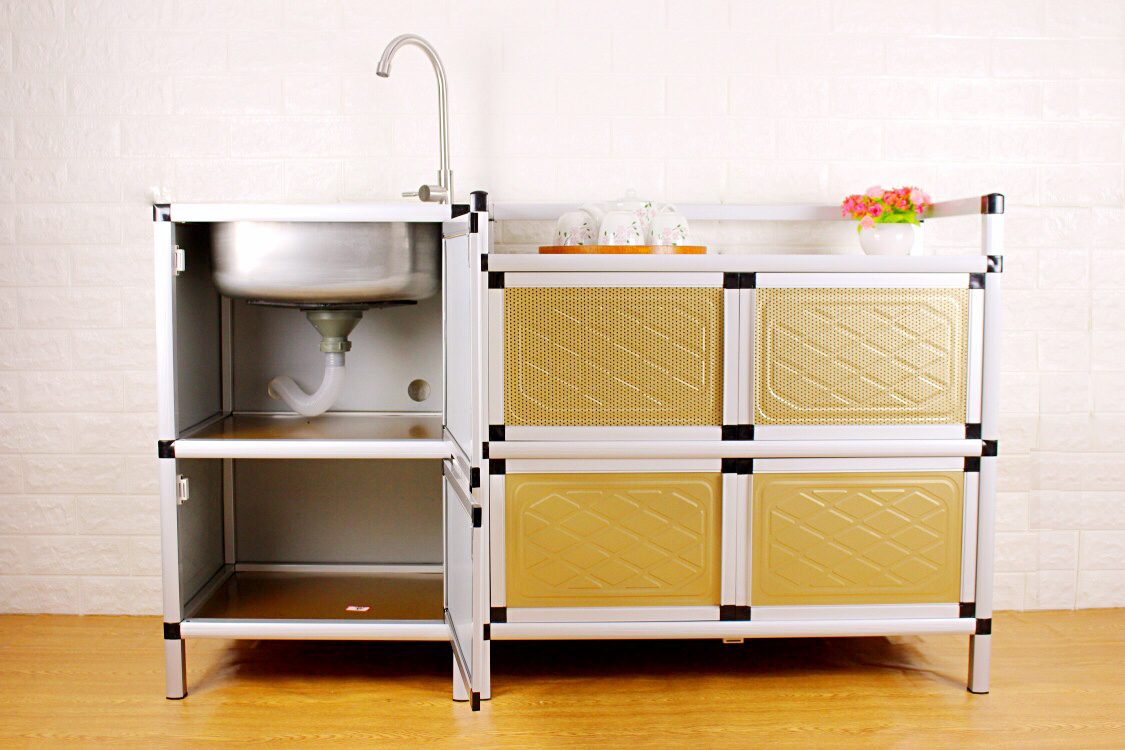 厨房水槽柜洗菜池洗碗盆家用经济型带支架一体柜不锈钢单双槽简易