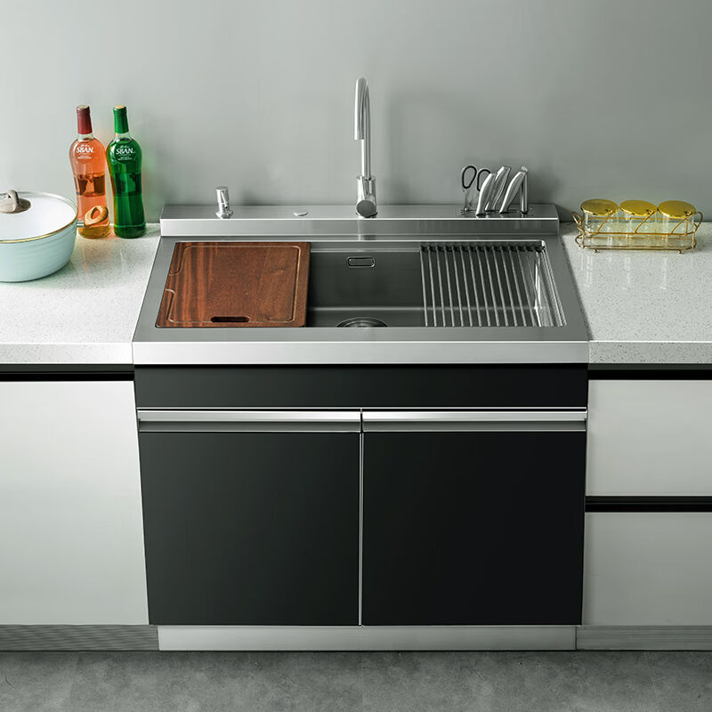 集成水槽一体柜多功能厨房洗碗池小户型家用不锈钢洗菜盆大单双|