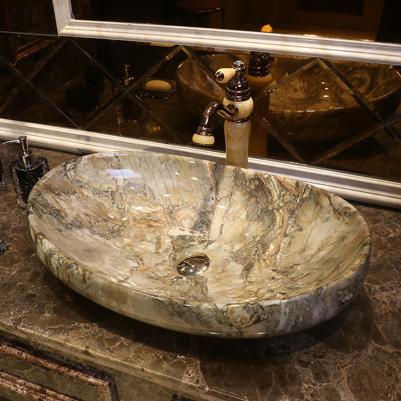 大理石纹台上盆欧式艺术盆陶瓷洗脸盆洗手台盆美式台上洗手盆