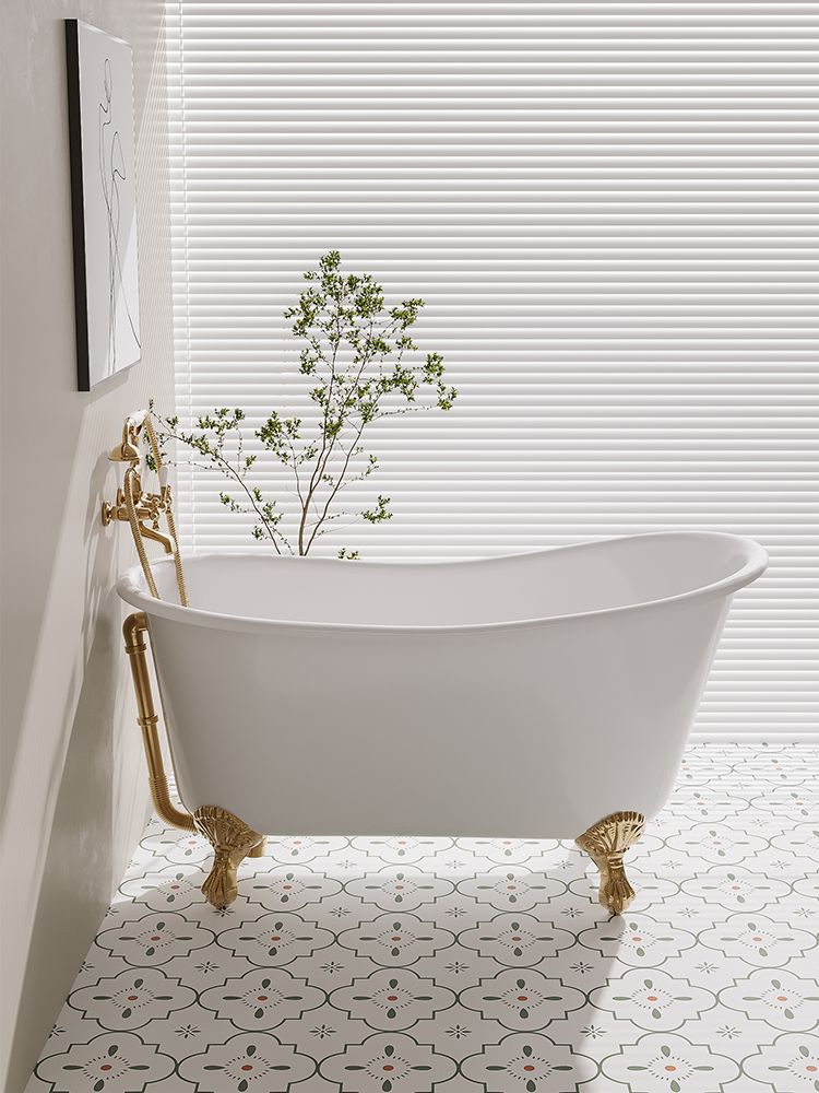 深泡铸铁搪瓷陶瓷小户型家用浴缸欧式复古小尺寸轻奢法式泡澡浴盆