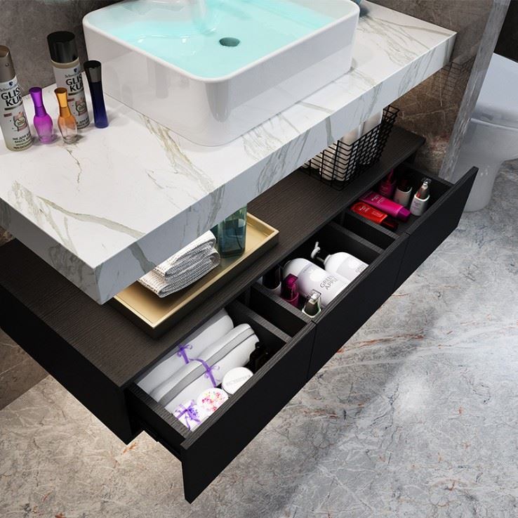 北欧简约浴室柜组合小户型大理石洗手池洗漱台洗脸盆卫生间台上盆