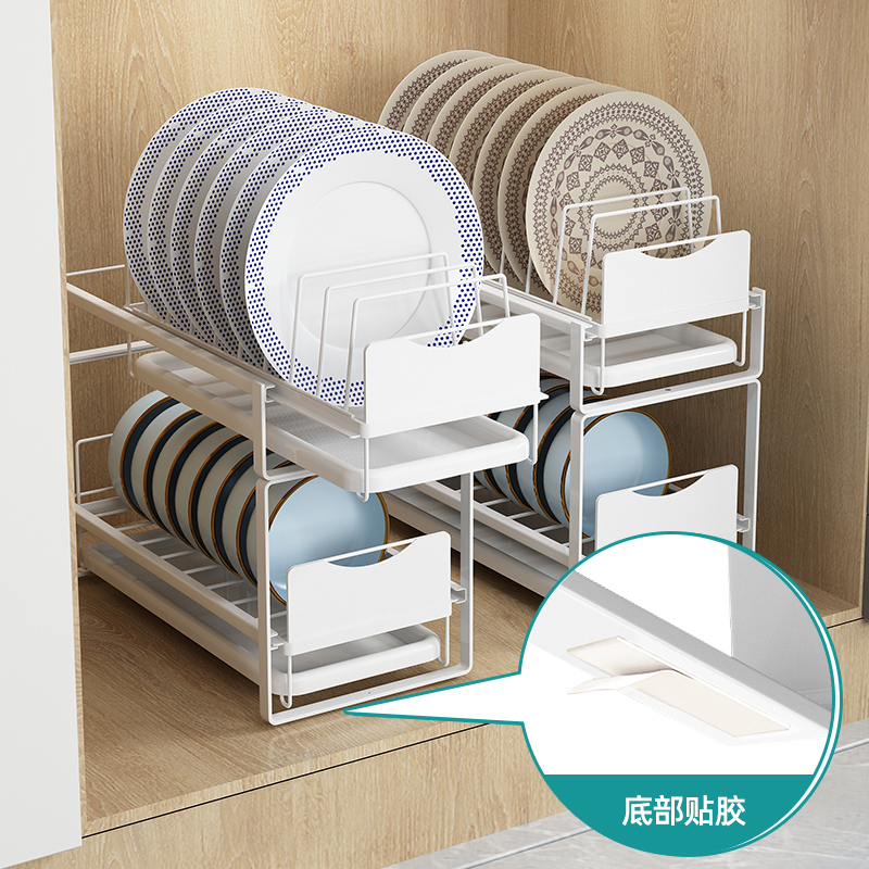 厨房碗架沥水架抽拉式整体橱柜内下水槽I碗碟盘置物架用品家用大