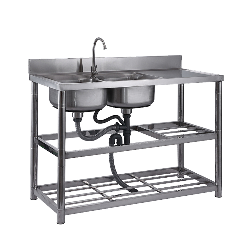 厨房不锈钢水槽双槽单槽洗菜池洗碗盆加厚单盆带支架平台家用