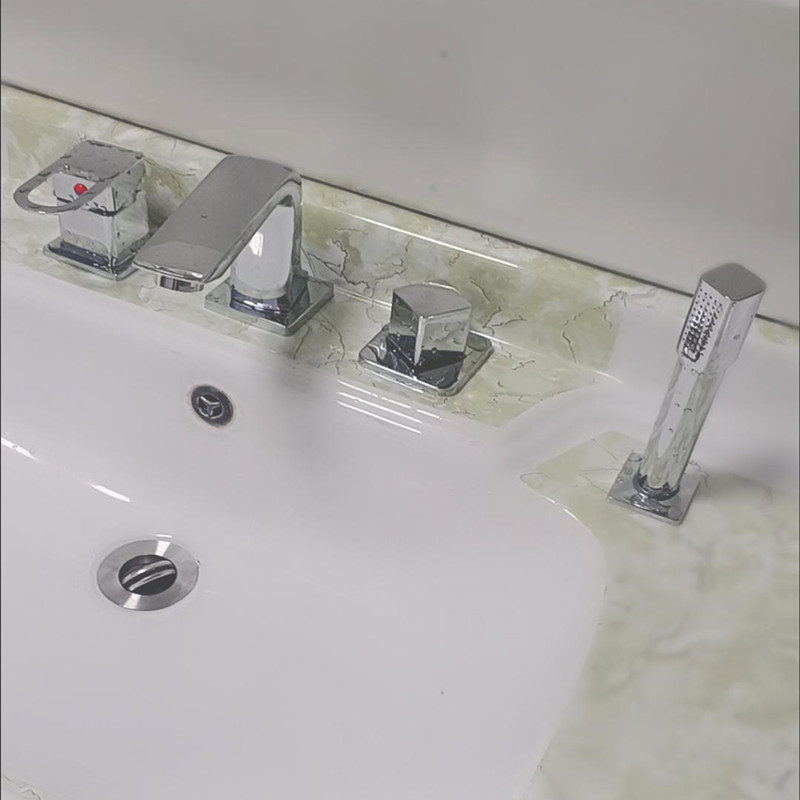 欧式浴室柜铜芯三孔水龙头面盆卫生间冷热分体式 三件套 四孔龙头