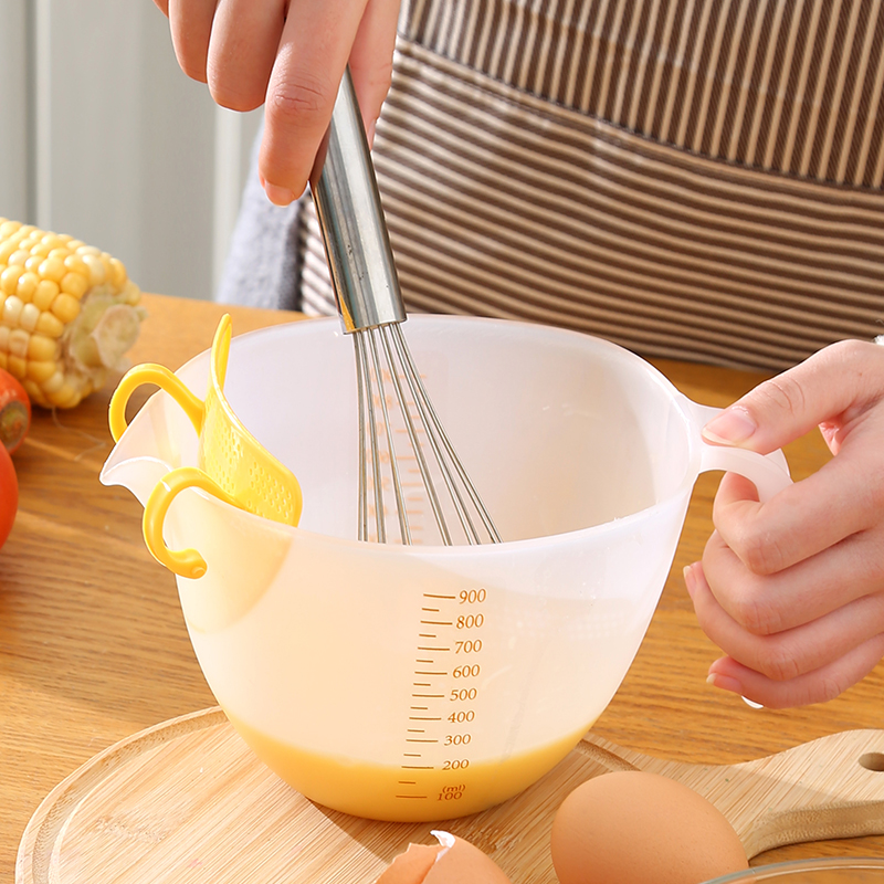 过滤量杯食品级带刻度蛋液塑料打蛋杯鸡蛋烘焙带过滤网厨房淘米