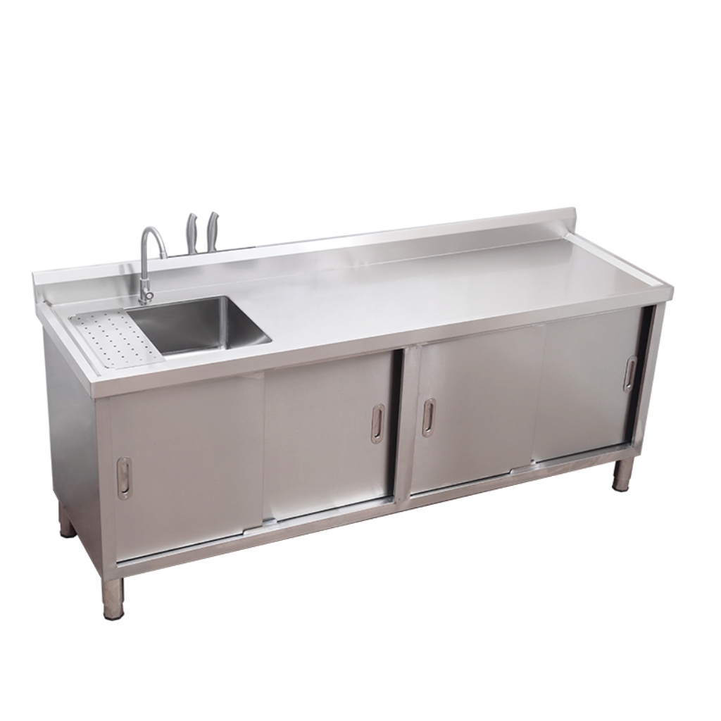 厨房不锈钢洗菜池盆台面一体柜水槽灶台家用简易工作台定制304