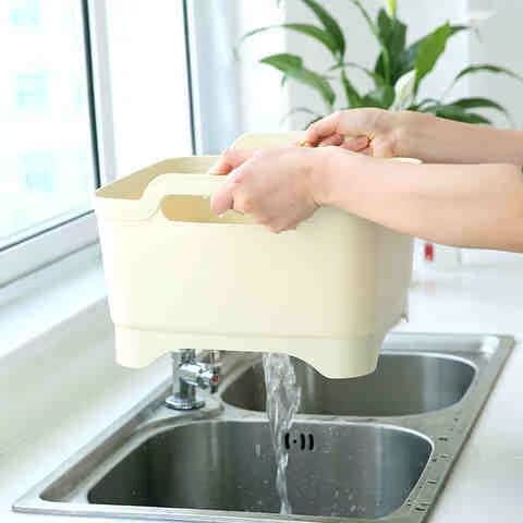 厨房洗菜篮塑料移动水槽带把手沥水架洗菜蓝置物洗碗盆