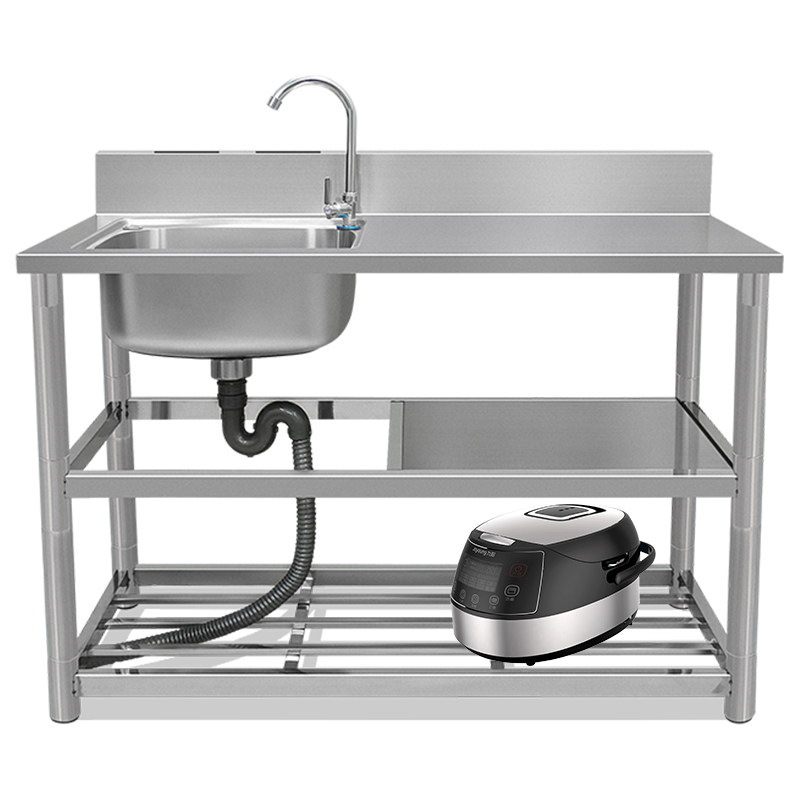 厨房不锈钢水槽带支架洗碗洗手台盆台面一体柜洗菜盆商用水池家用