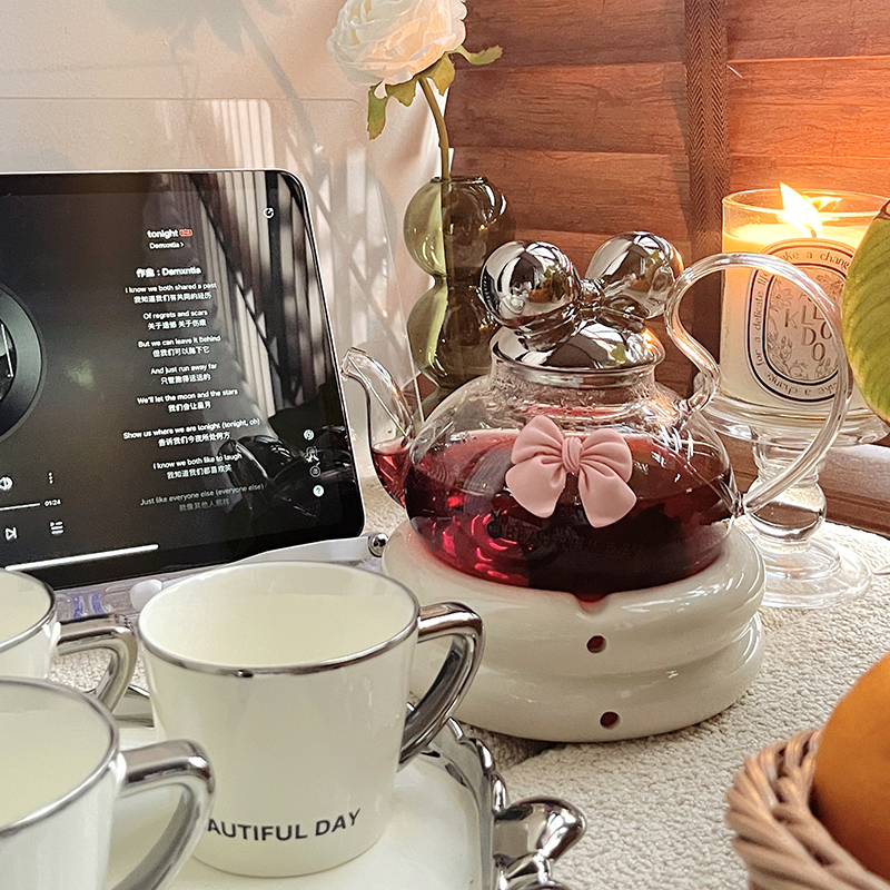 高颜值花茶壶套装英式花茶杯家用下午水果茶具玻璃耐高温蜡烛加热