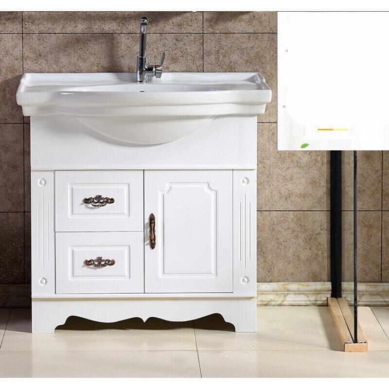 仿古浴室柜落地柜pvc板洗面盆卫生间洗手盆落地式卫浴柜组合 80cm