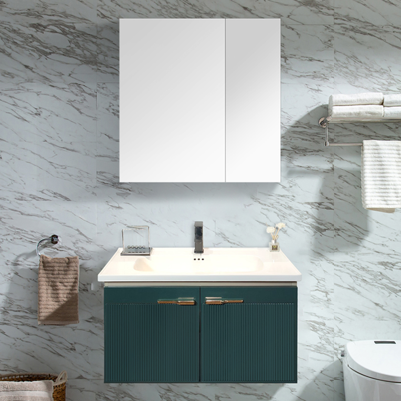 轻奢浴室柜组合岩板一体台面现代智能卫生间洗漱台洗脸盆柜卫浴柜