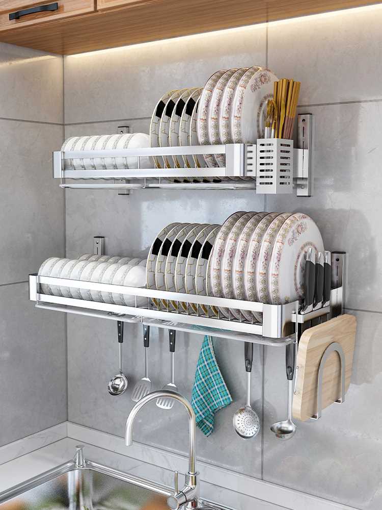 厨房水槽置物架壁挂式沥水碗架不锈钢水池放碗碟碗盘洗碗槽收纳架