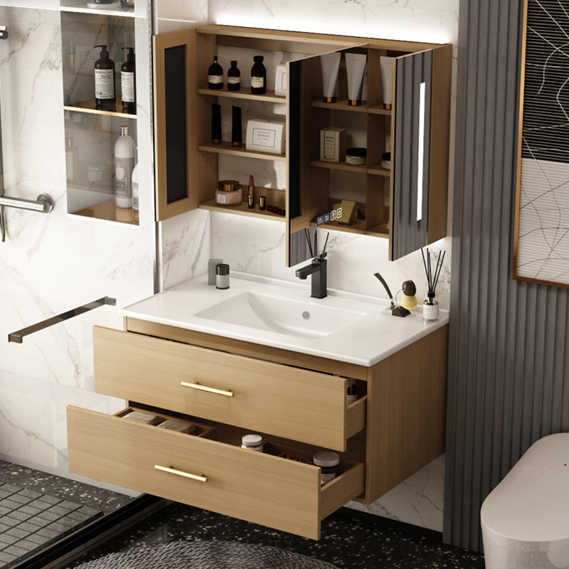 现代简约陶瓷一体盆浴室柜组合卫生间洗手洗脸台盆柜智能卫浴套装