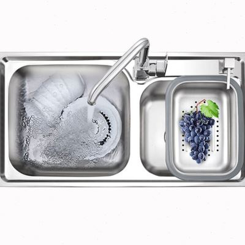 厨房加厚304不锈钢水槽双槽套餐一体成型洗菜盆家用单洗碗池水池