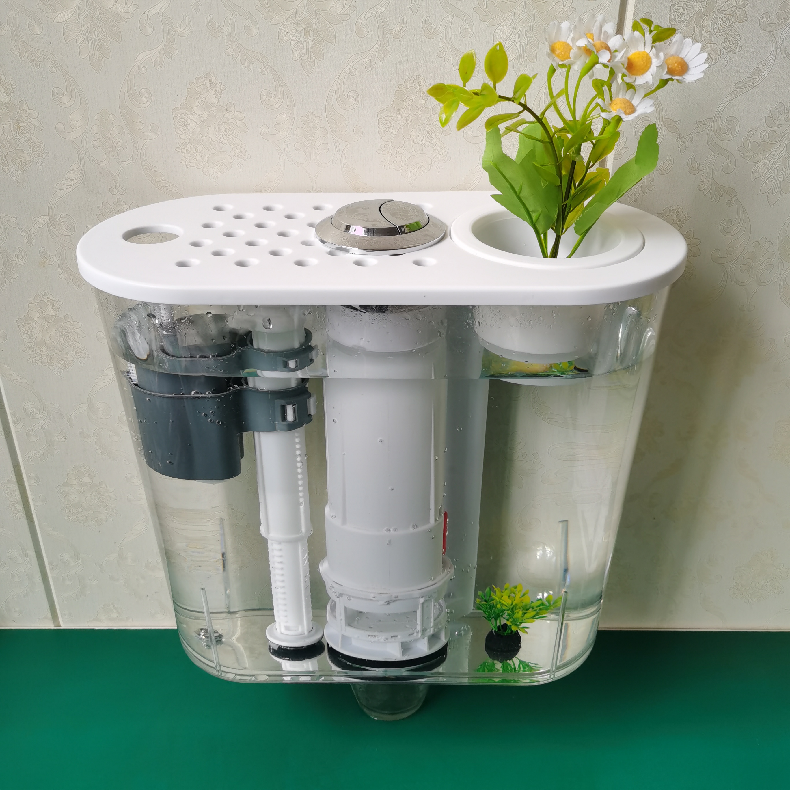 马桶透明水箱养鱼养花水箱卫生间蹲便座便器冲水箱挂墙厕所冲水