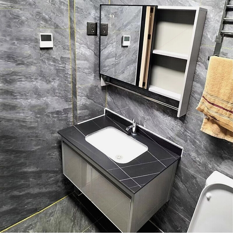 太空铝浴室柜组合陶瓷一体洗脸池洗手洗漱台卫生间卫浴面盆岩板