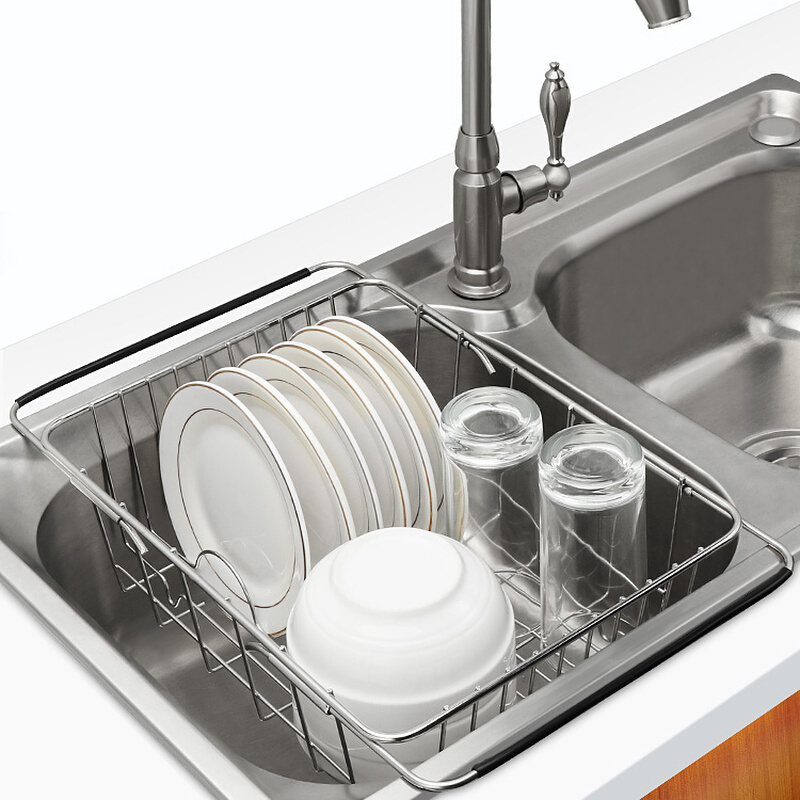 水槽沥水架不锈钢厨房置物架洗碗水池放碗架篮碗筷碗碟收纳架伸缩