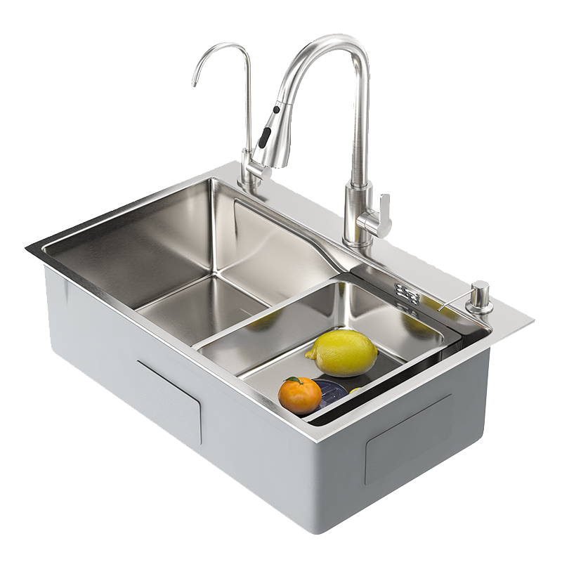 JOMOW水槽纳米银色SUS304不锈钢大单槽厨房手工洗菜盆家用洗碗