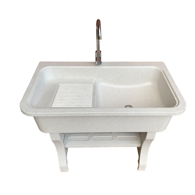 石英石洗衣池阳台家用洗衣台带搓板大理石洗衣槽一体成型水池水槽