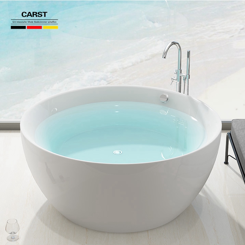 德国CARST卫浴独立式按摩浴缸家用一体圆形简约双人深泡冲浪浴盆