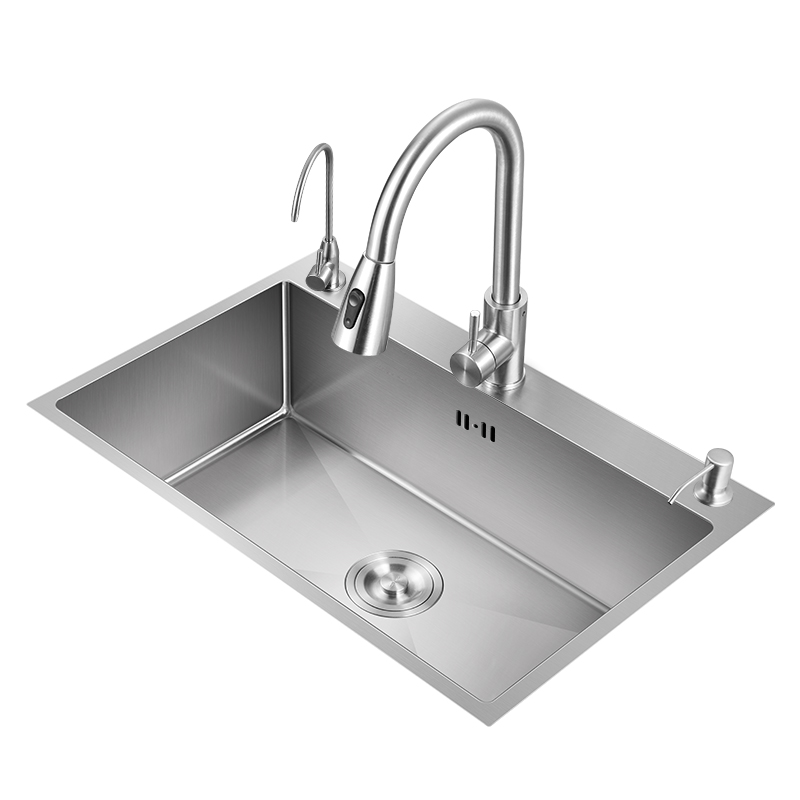 德国纳米洗菜盆单槽 厨房水槽304不锈钢洗碗槽家用水池洗碗池