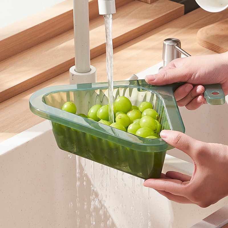 厨房槽三角沥水篮水龙头可伸缩置物架洗碗池水池滤水收纳过滤挂篮