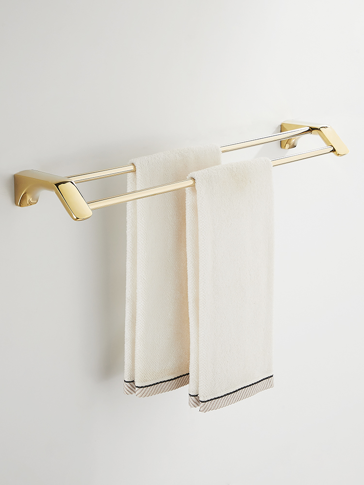 卫生间毛巾杆凉毛巾架金色浴室挂杆洗手间卫浴挂件免打孔加长单杆