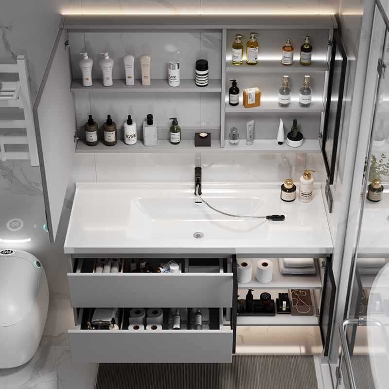 现货速发轻奢岩板浴室柜柜组合现代简约智能实木洗手洗脸面盆卫生