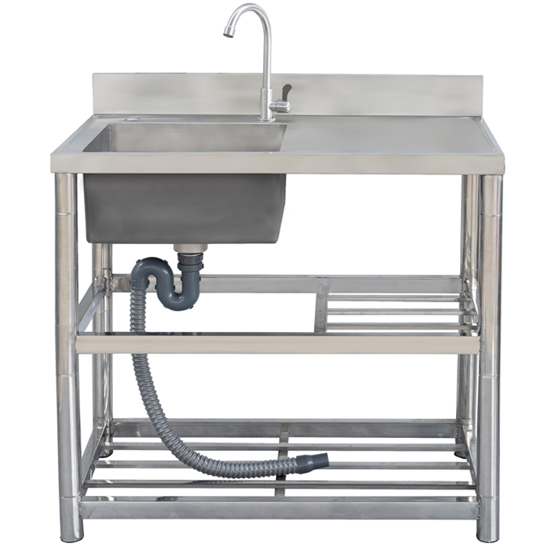 厨房不锈钢水槽单槽加厚台面一体式带支架工作台洗菜盆洗碗池商用
