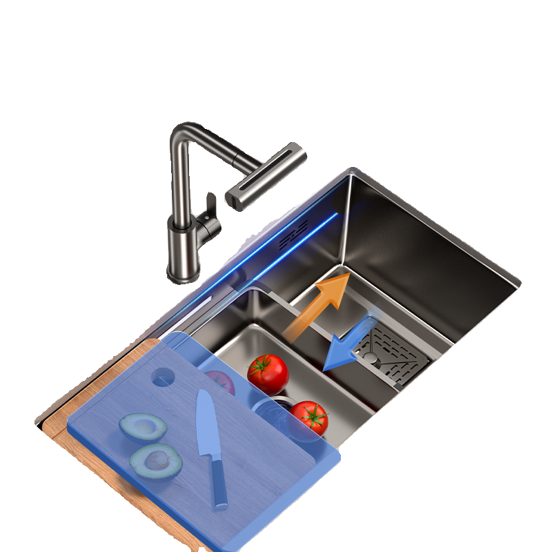枪灰纳米加厚304不锈钢水槽大单槽厨房洗菜盆手工家用洗手洗碗池