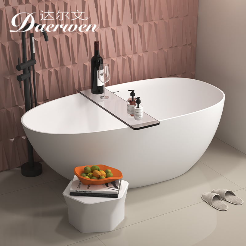 达尔文一体独立式PMMA人造石浴缸家用双人情侣酒店椭圆型浴缸浴盆