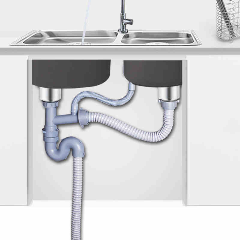 厨房洗菜盆下水管水槽洗碗池防臭排水管单双糟下水管管道配件套装