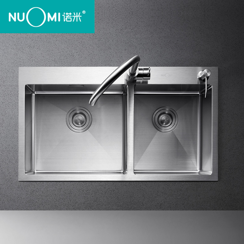 NUOMI/诺米 水槽套餐厨房304不锈钢加厚手工单双槽台上洗菜盆