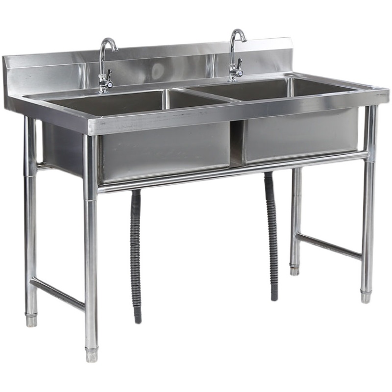不锈钢水槽厨房商用带支架水池单双槽三池加厚食堂洗手洗菜洗碗盆