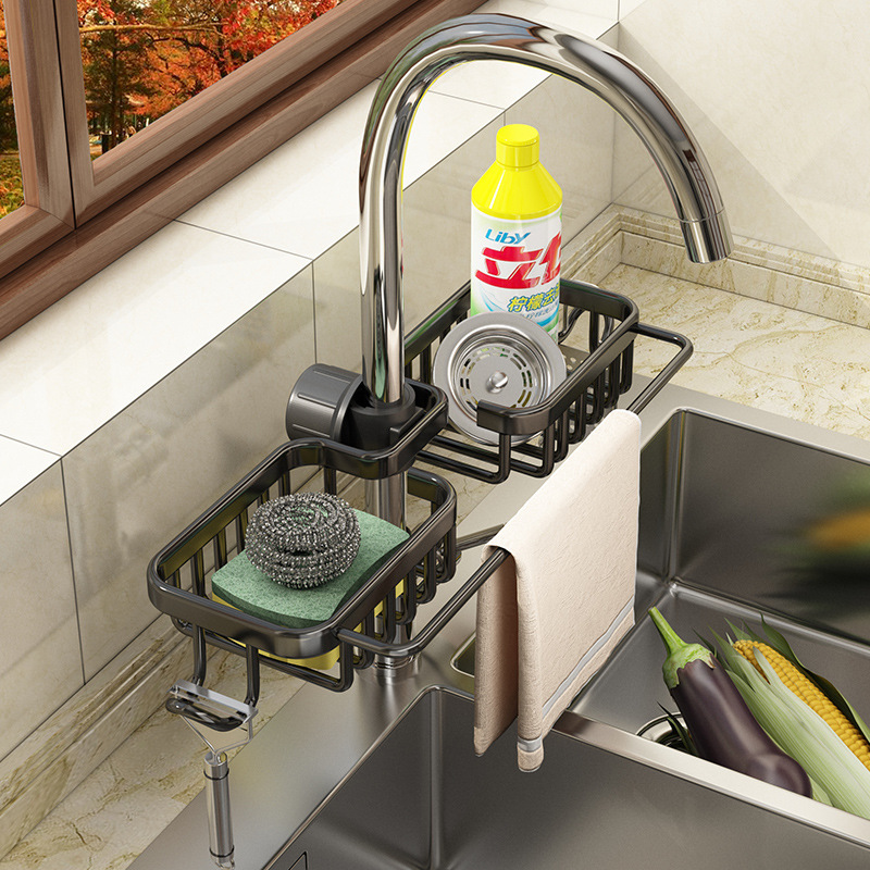 厨房水龙头置物架洗碗洗菜池水槽架沥水篮海绵刷百洁布抹布家用架